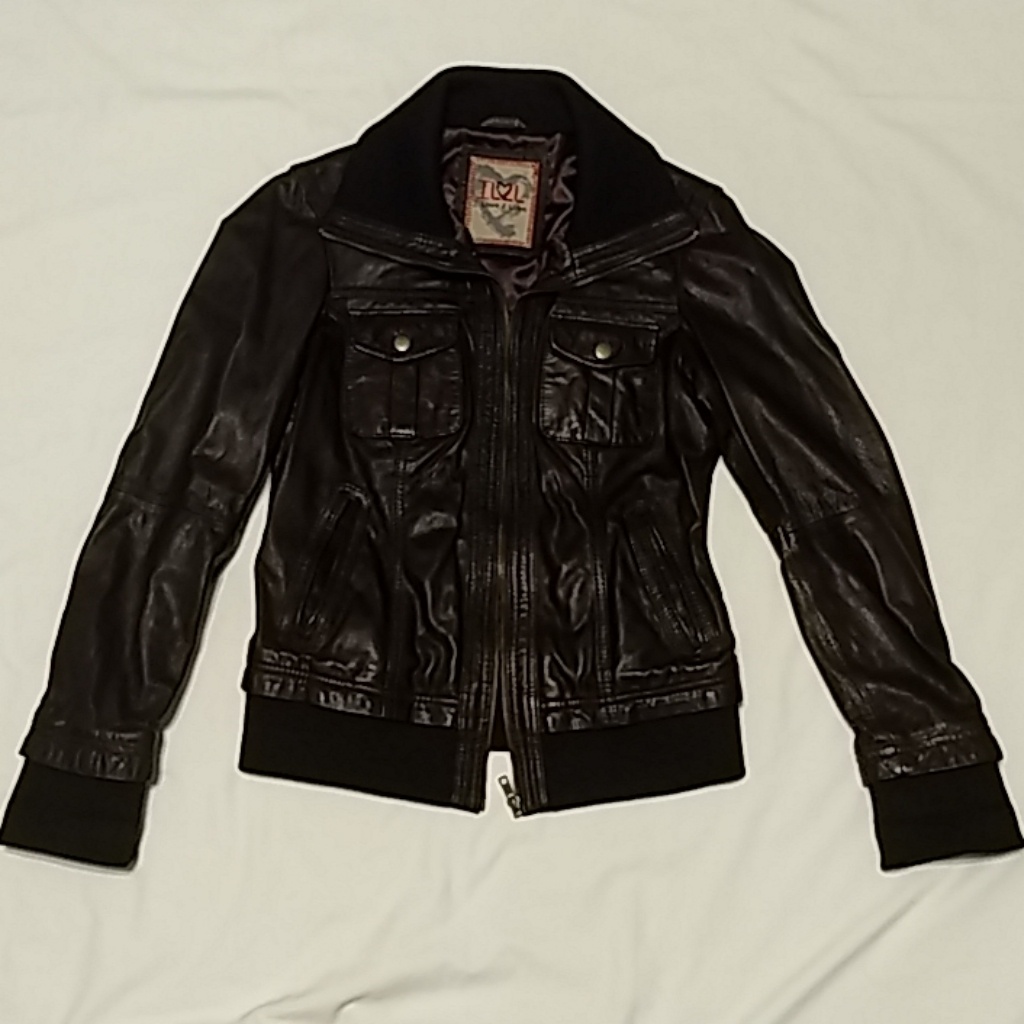 I Love 2 Love Leather Bomber Jacket - M